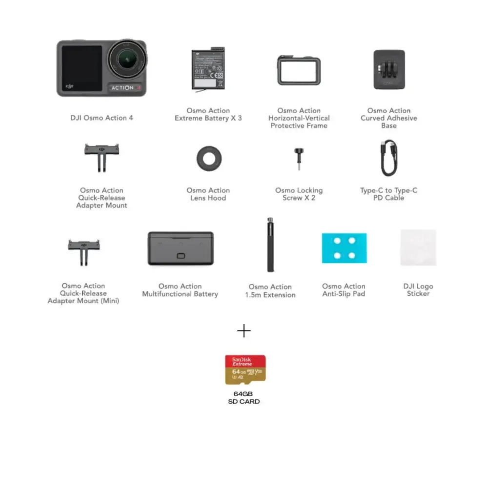DJI Osmo Action 4 Standard & Adventure Combo + 64/128GB Micro SD Card - Image 3
